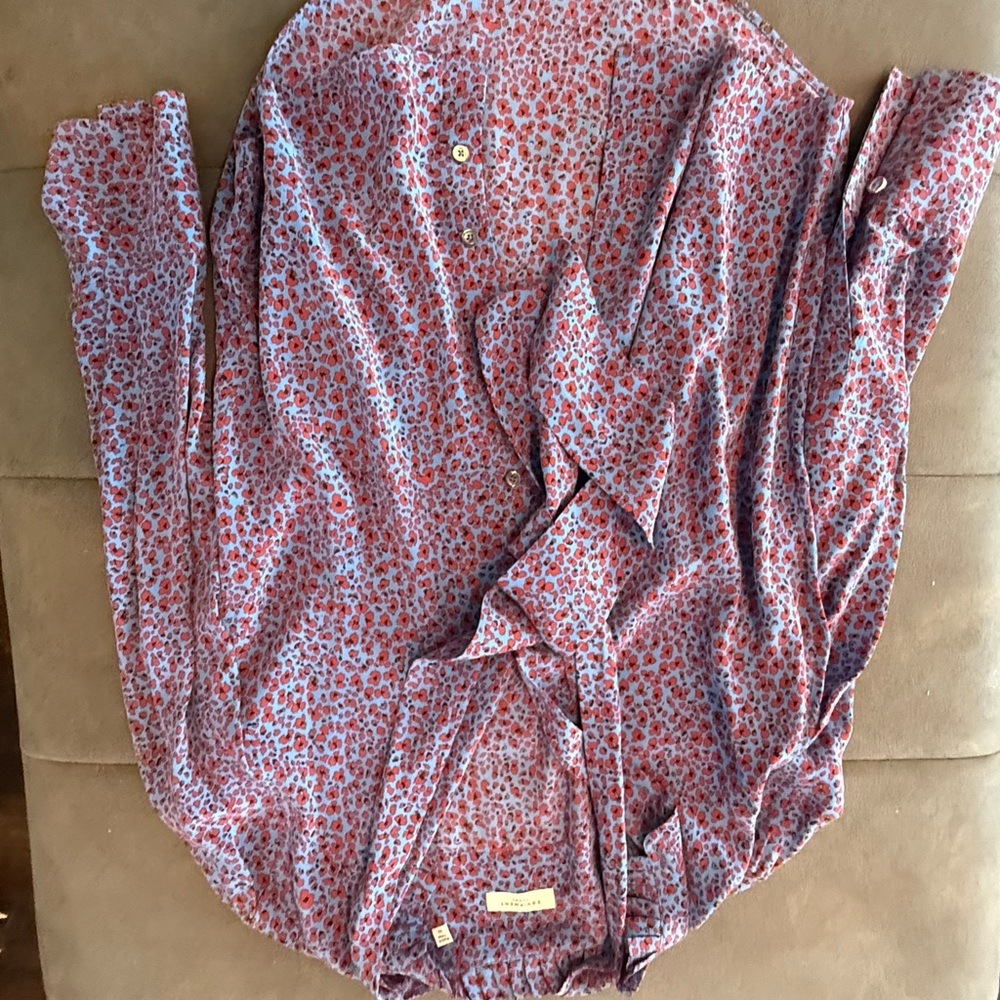 Equipment Red And Blue Patterned Blouse - image 3